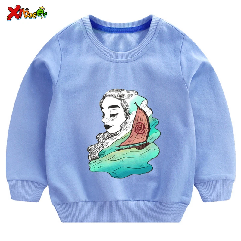 Baby Girl Sweatshirt Moana Autumn Children Girls Sweatshirts Toddler Cotton Sweatshirts Costume Children Clothing Kids