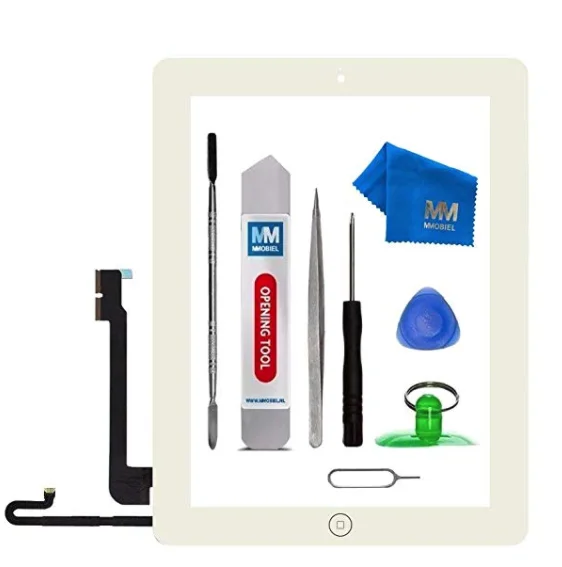 White MMOBIEL для IPAD 4, белый/черный дигитайзер, сенсорный экран, переднее стекло в сборе-включает в себя кнопку Home и гибкий+ держатель для камеры - Цвет: White