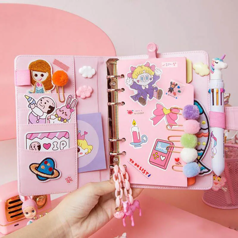 Ring Binder DIY Notebook Lovely Girls DIY Scrapbook Notebook Creative A6 Spiral Diary Book Ring Binder DIY Notebook Lovely Girls DIY Scrapbook Notebook Creative A6 Spiral Diary Book