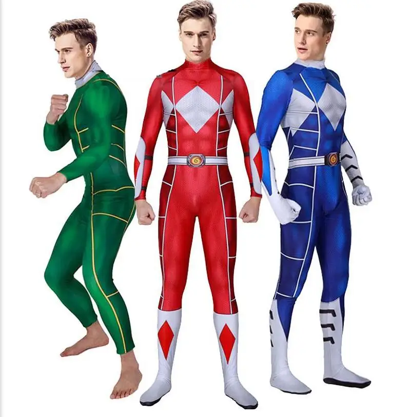 Детские Взрослые Супер Sentai Kyoryu Zyuranger Косплей костюмы Красный/синие/зеленые