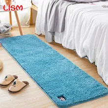 Спальня длинный синий ковер СЕМЕЙНАЯ КРОВАТЬ перед прямоугольной подушкой для ног маленький коврик для двери в дверь прикроватный коврик