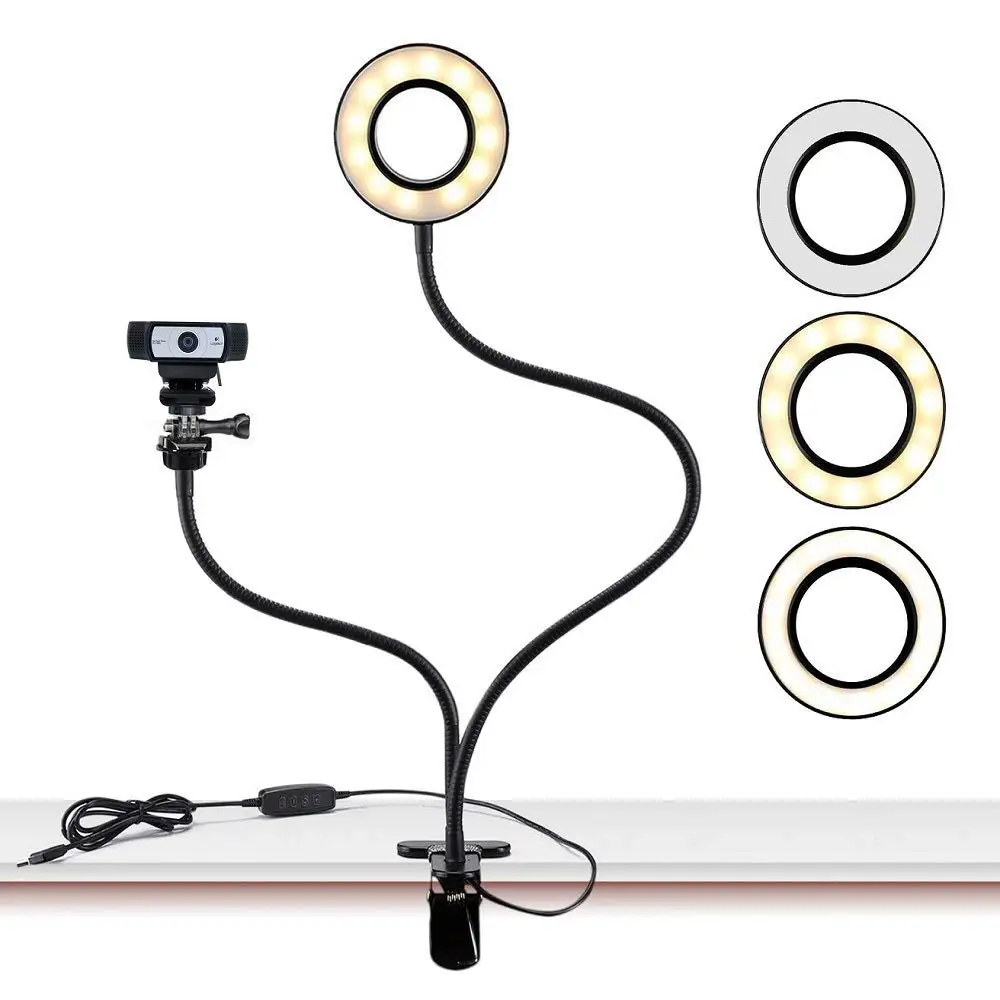 

Light Stand for Live Stream, Selfie Ring Light with Webcam Mount for Logitech C925e, C922x, C930e,C922,C930,C920,C615,Brio 4K