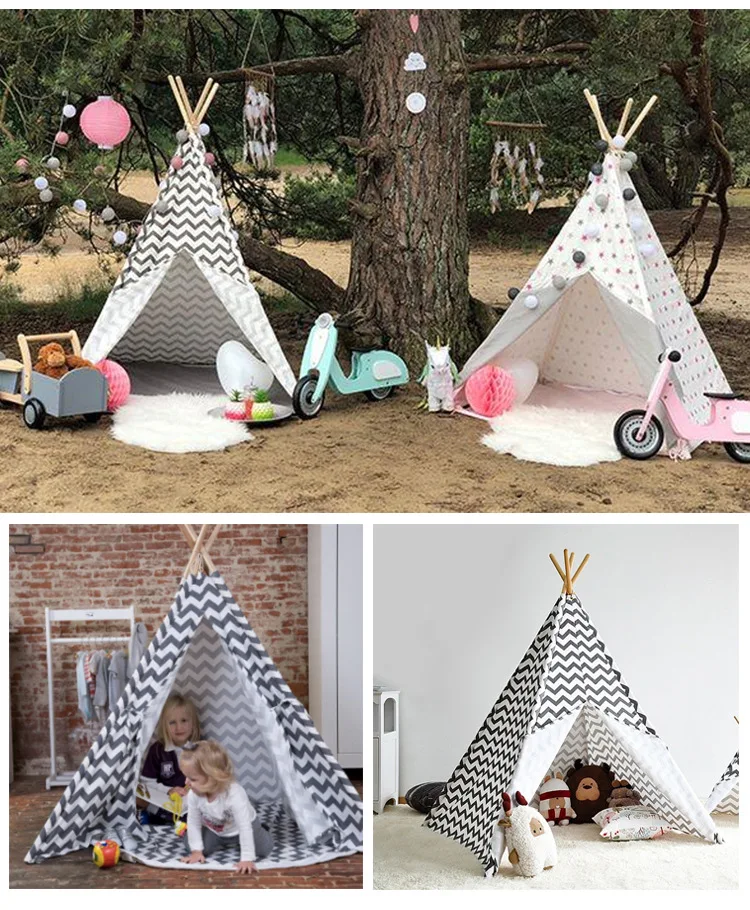 INS KID'S Tent Solid Wood Stripes Indian Game Tent Indian Tent Source Strength Customizable