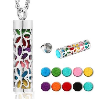 

Stainless Steel Flower Design Aroma Therapy Aromatherapy Essential Oil Diffuser Necklace Locket Pendant Jewelry