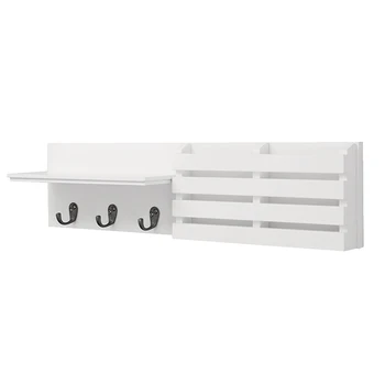 

Wall Shelf Mail Holder with 3 Hooks 24-Inch Storage Organizers for Home Bedroom HYD88