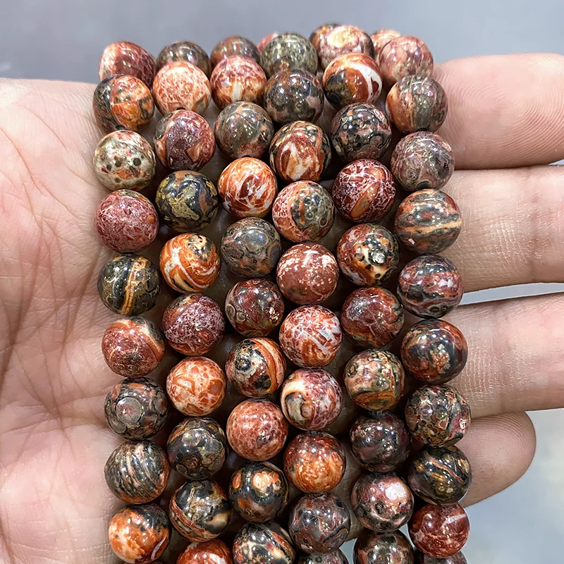 Natürliche Stein Perlen Leopardskin Jaspis Glatte Runde Lose Spacer Perlen Für Schmuck Machen 6/8/10mm DIY mode Armband 15"