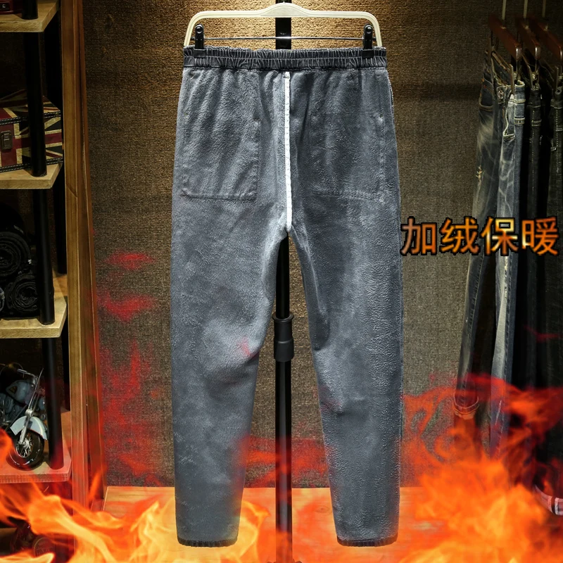 Seller 48 Plus size Pants Men Casual Elastic Velvet trousers Male Cotton Pant men's autumn Elastic waist Large Size Bottoms Basic M-7XL