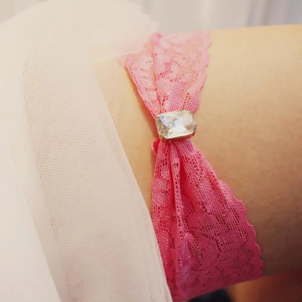 SLBRIDAL, сексуальный розовый кружевной цветок, стразы, кристаллы, свадебная подвязка, пояс для невесты, бедро, нога, кольцо Подвязки для женщин/невесты