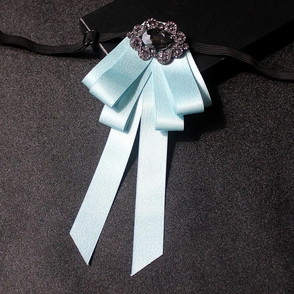 Ribbon Bow Tie Британский мужской женский ретро воротник рубашка галстук-платок Винтаж эластичная лента Стразы сплав Бабочка Форма лента галстук-бабочка - Цвет: Ribbon Bow Tie