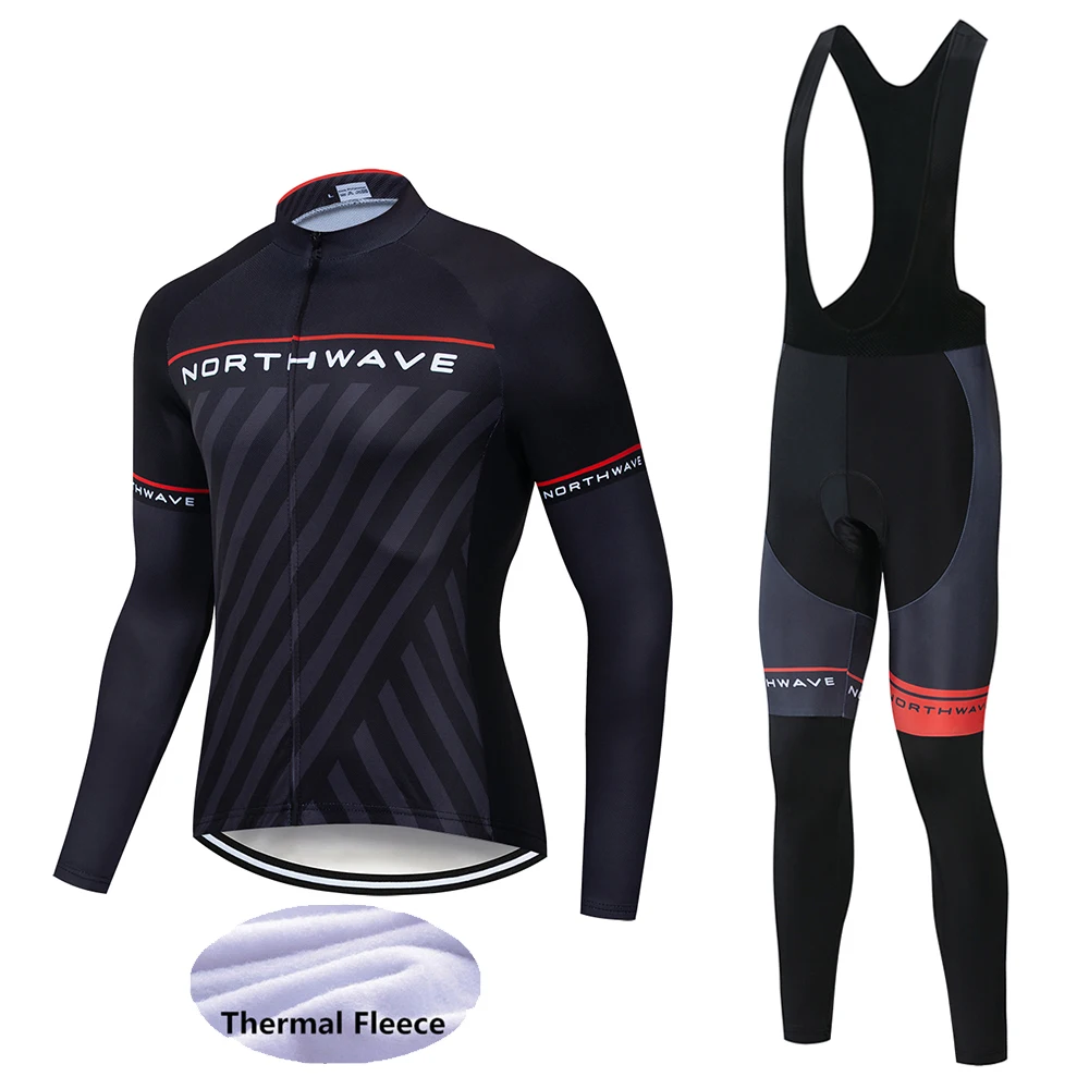 Cycling suit NW Зимняя Теплая Флисовая одежда для велоспорта, Мужской трикотажный костюм для езды на велосипеде, MTB Одежда, теплый комбинезон, комплект - Цвет: Cycling suit
