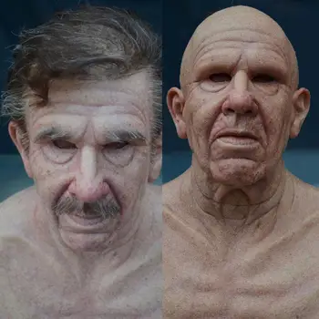 

1pcs Old Man Scary Mask Cosplay Scary Full Head Latex Mask Halloween Horror Funny Cosplay Party Mask Old Man Head Helmet Masks