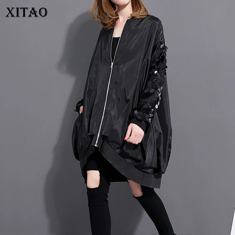 

[XITAO] Korea Fashion New Women 2018 Autumn Stand Collar Full Sleeve Coat Female Solid Color Batwing Sleeve Jacket LLB-127
