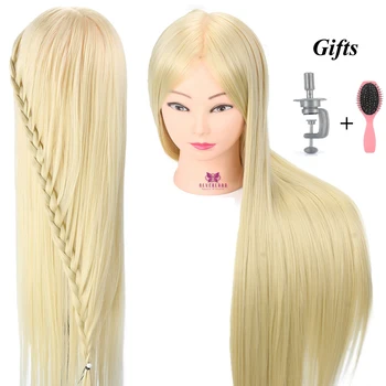 

30" Super Long 100% Hairdressing Heat Resistant Styling Manikin Synthetic Doll For College Training Fiber Hair Mannequin head