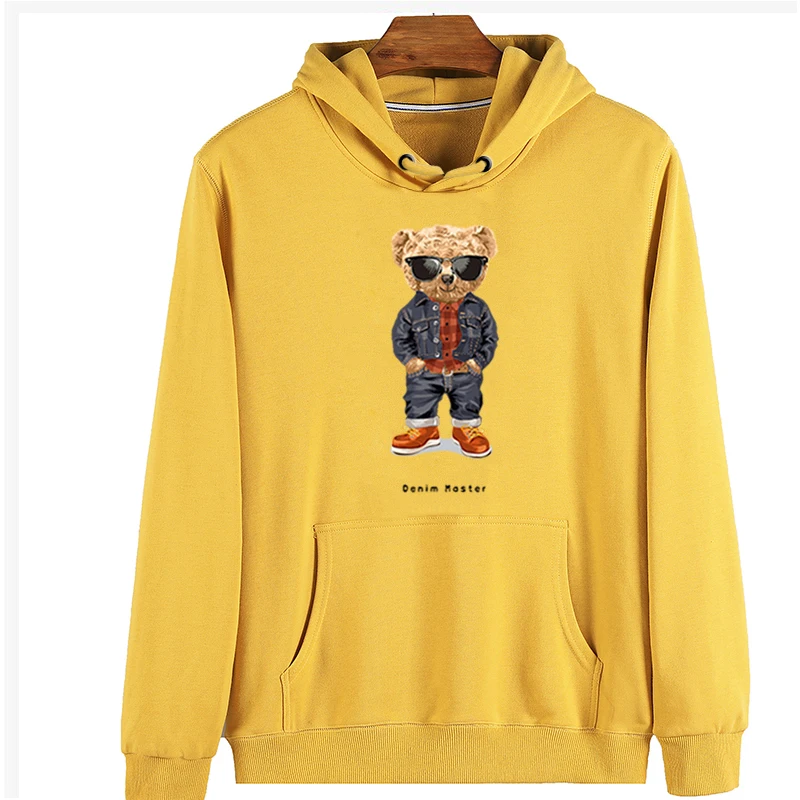 Fashion Creative Gentleman Teddy Bear Sweatshirt Autumn/Winter Thickening Plus-size Men and Women Hoodies Lovers Hoodie S-4XL trendy hoodies for women