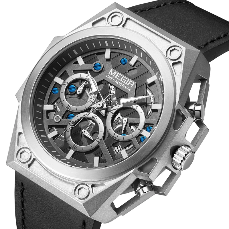 

MEGIR Men's Quartz Wrist Watch Man With Stainless Steel Case Sports Men's Watches Chronograph Waterproof Men Quartz Wristwatches