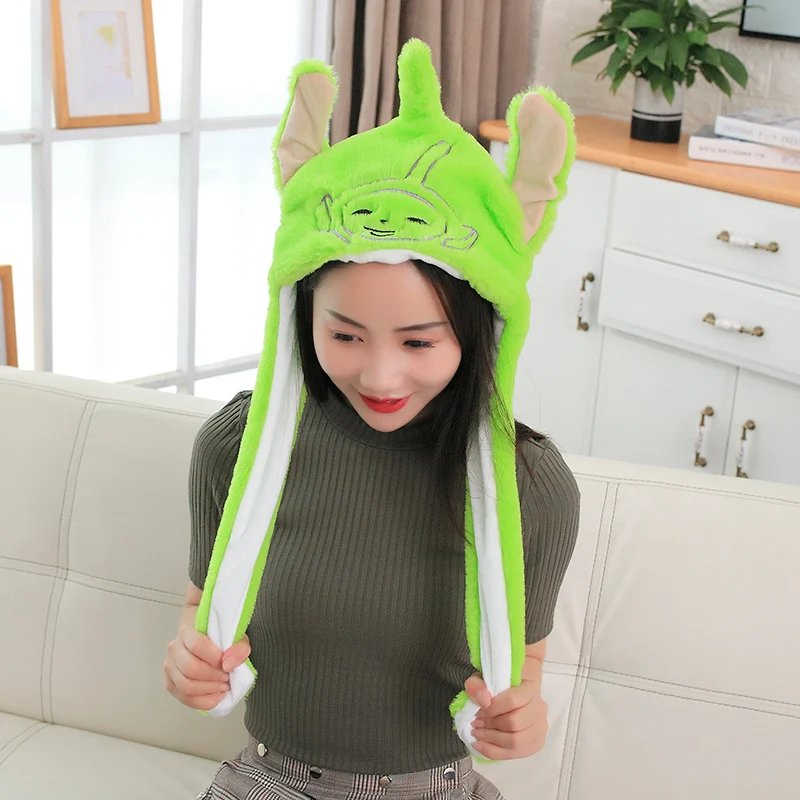 Teletubbies супер мягкая шапка движущиеся Уши милый мультфильм игрушка шапка подушка безопасности Kawaii забавная шапка-игрушка детская плюшевая игрушка подарок на день рождения для детей - Цвет: green