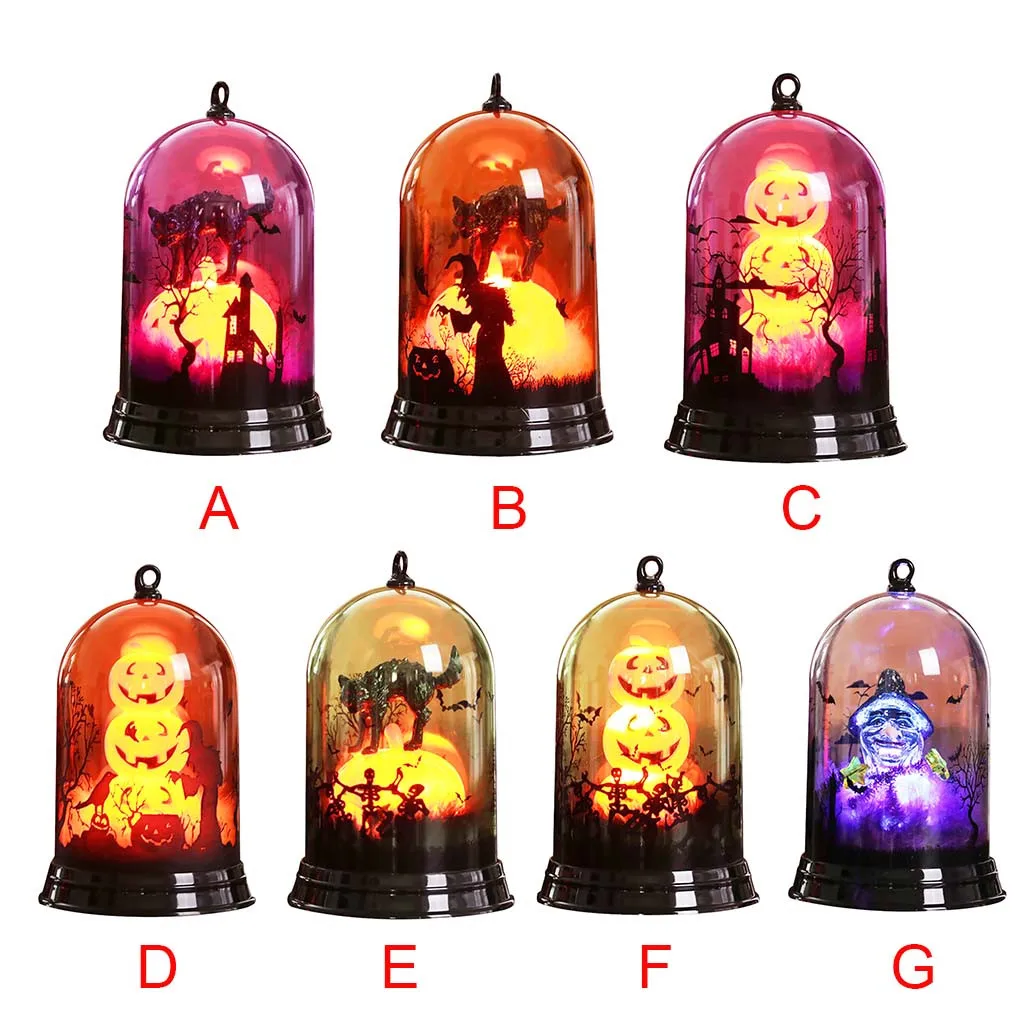 Happy Halloween Small Lampshade Pumpkin plastic transparent Furnishing Holiday Gifts Witch black cat home desktop decoration