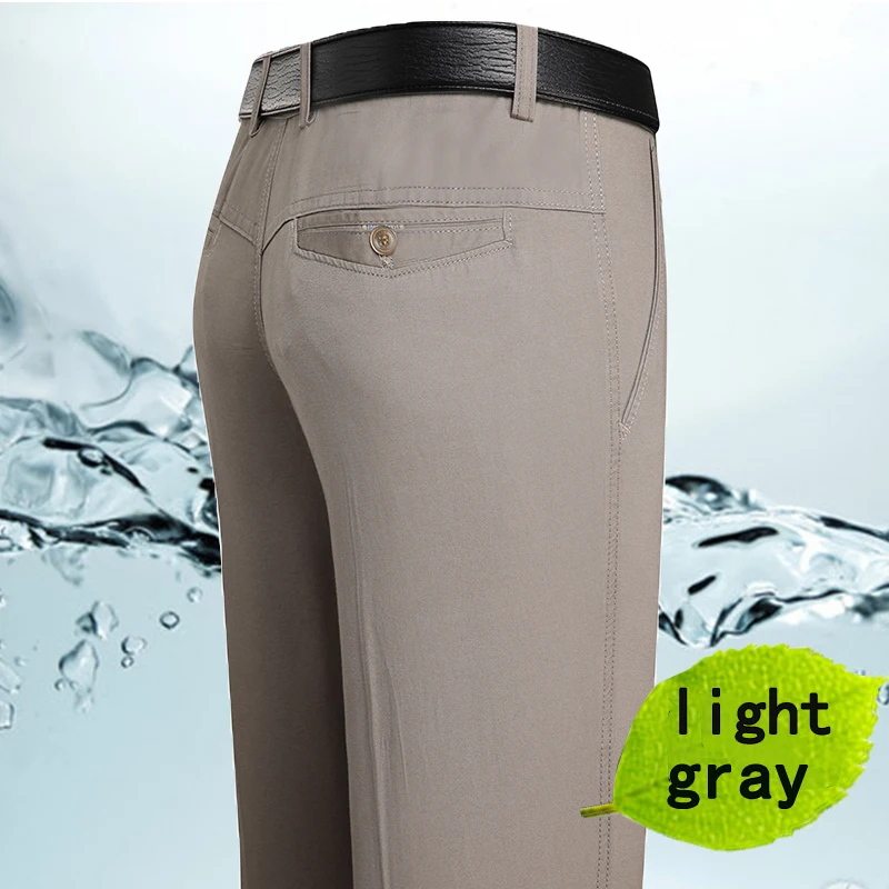 Casual Pants Spring and Summer Brand Men's Trousers Middle-aged Men Thin Solid Color Loose Pant High Waist