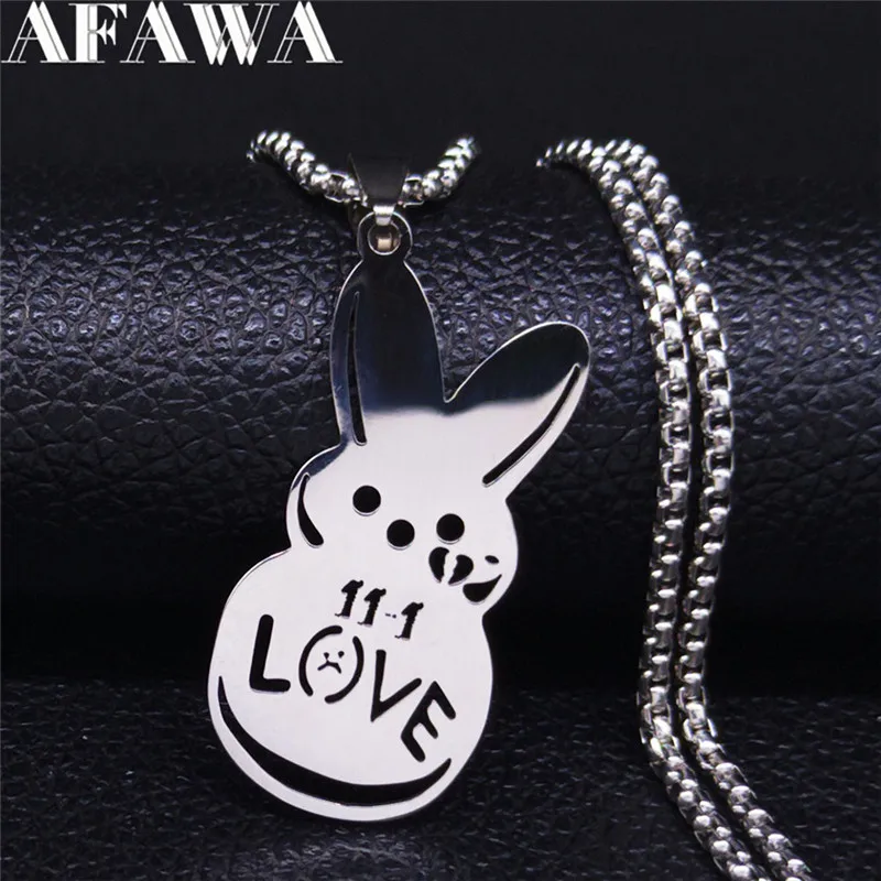 ZIAFRPN Collana Lil Peep Con Ciondolo Coniglio Triste – Acciaio Inossidabile, Incisione “Sad For Love”, Catena 60 Cm, Regalo Per Fan Di Kpop E Cultura Alternativa