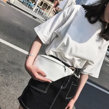 

Leather Waist Bag Fanny Pack Women Small Simple Pocket Bag Versatile Shoulder Messenger Bags Black heuptas wandelen White