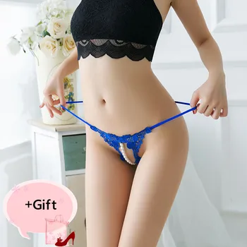 

Lady Simple Sexy Bikini Lace Underwear Pearl Chain Couple Flirt Sexy Thong Panties Chain Body Jewelry For Women Valentine's