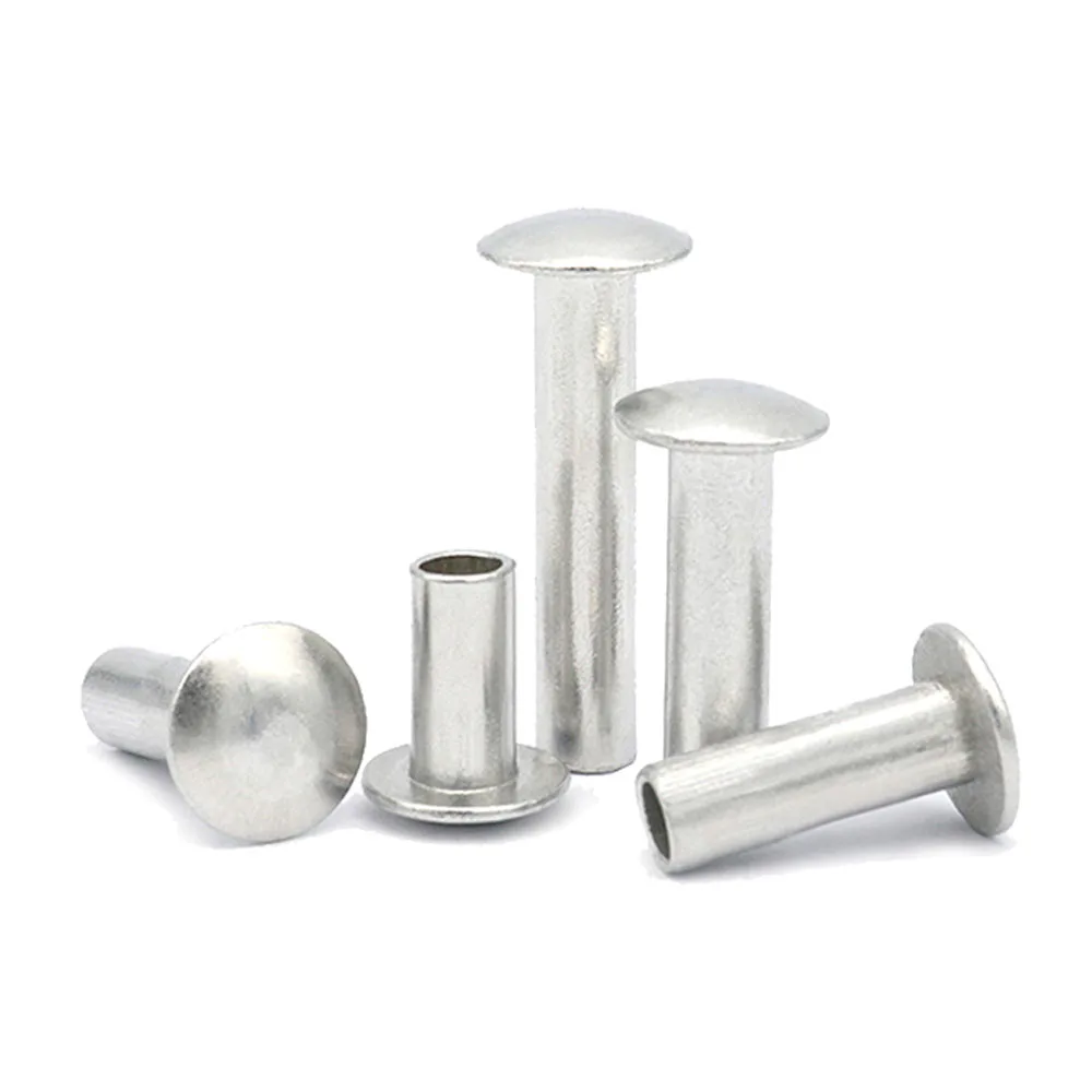 100PCS M3 M4 M5 M6 Aluminum Flat Head SemiHollow Rivets Screws Half