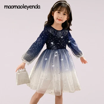 

2020 New Kids spring Dress For Girls Sequined Baby Girls Dress birthday party Children Clothing Long Sleeve Princess Dress