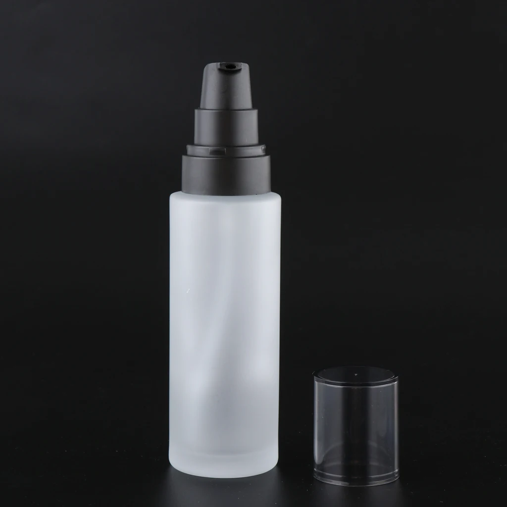 Empty Frosted Glass Pump Bottle Matte Lotion Bottle Refillable Container for Travel, Cosmetics, Aromatherapy and more