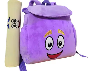 

12inch Dora Explorer Backpack Rescue Bag with Map,Pre-Kindergarten Toys Purple Plush Backpack (Crystal purple Dora Backpack)