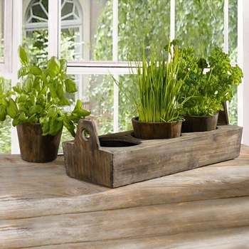 

vintage shabby chic wooden flower pot planter with holder