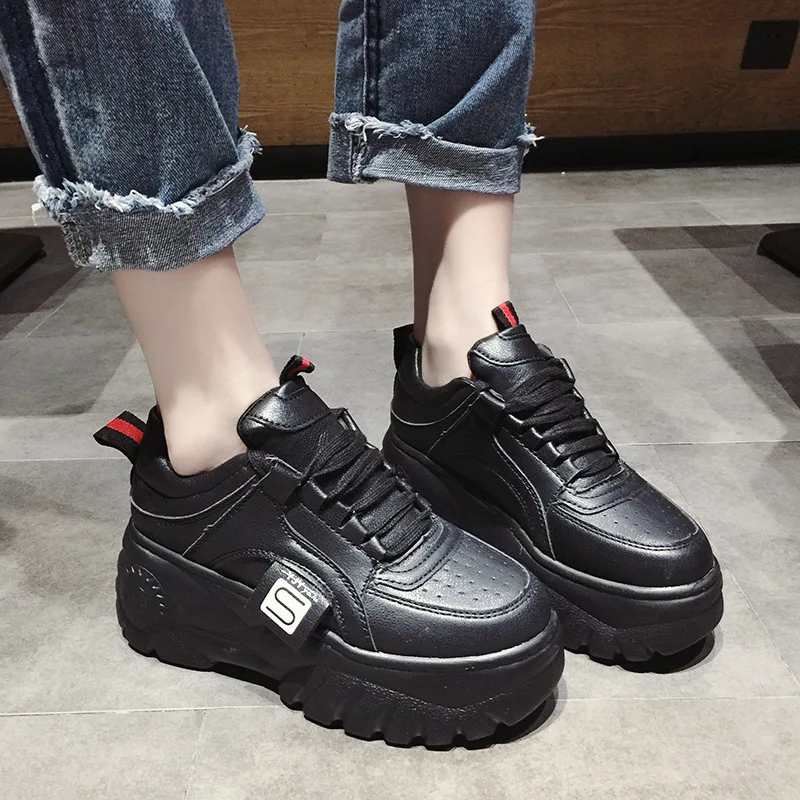 

Platform Thick Bottomed White Shoes WOMEN'S Shoes 2019 New Style Korean-style Students Versatile Casual Elevator Intellectual Sm