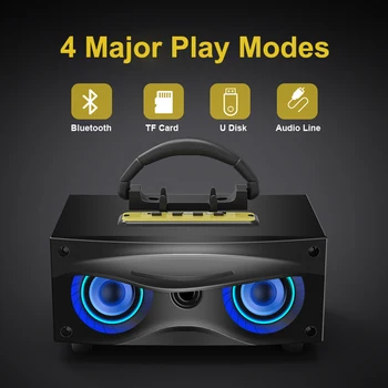 

Portable Bluetooth Wireless Speaker HI-FI Sub-woofer Colorful LED High Power Wooden Stylish Hawkeye Design Speakers Phone Holder