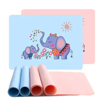 

40x30cm Cute Cat Rabbit Heat Resistant Silicone Kids Kitchen Dining Table Cleaning Protection Mat Placemat
