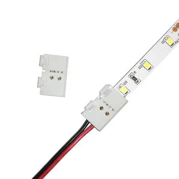 

3528 2835 2 Pin 8mm LED Strip Connector - DIY Strip to Wire Quick Solderless Connection for 12v 24v Single Color Led Strip Light