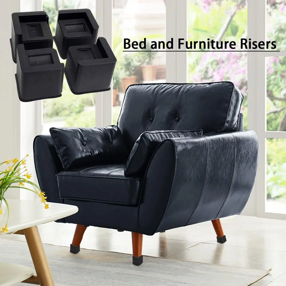 

4pcs Square PP Chair Leg Caps Non-slip Table Foot Dust Cover Socks Floor Protector Furniture Leveling Feet