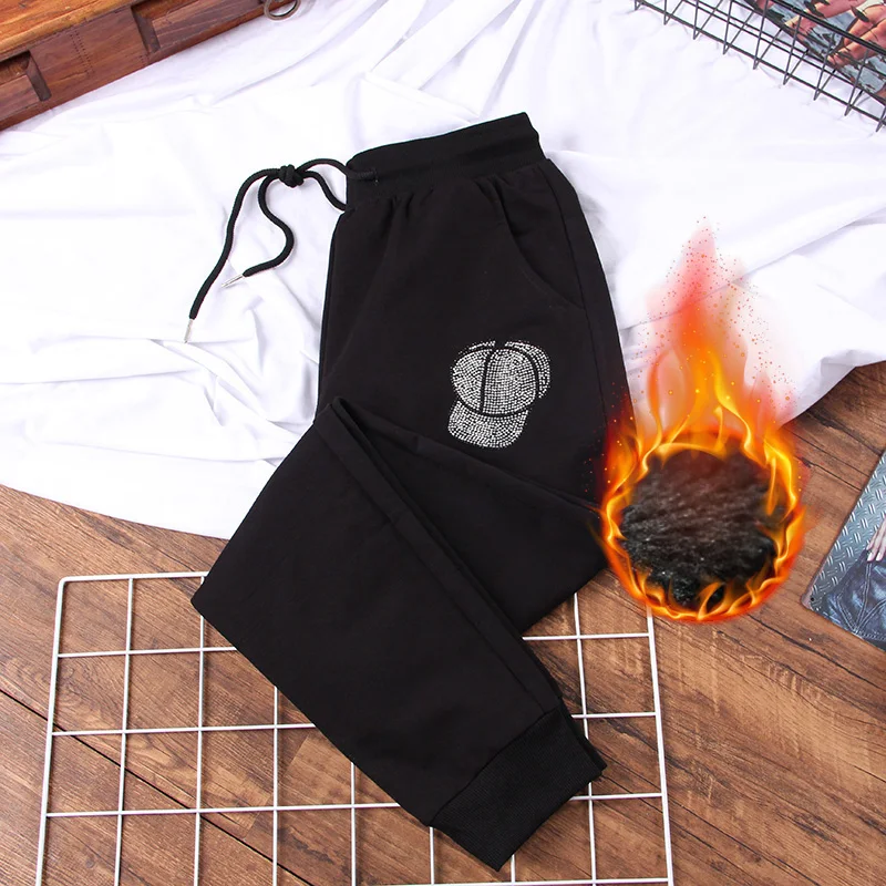 

DONAMOL Plus size Women Sweatpants and Joggers 2019 Winter Casual Warm Thick Harem Pants Drawstring Trousers Black long Pants