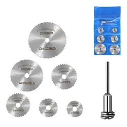 Disque de scie circulaire en acier rapide, Mini HSS, 7 pièces, lames de coupe circulaires, mandrins, forets, outils rotatifs, lames de scie noires avec mandrin 