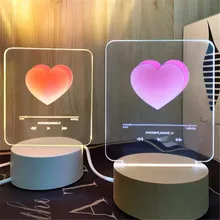 3 Colors Changeable Red Heart Player 3D Night Light Girl Decorative Night Light Romantic Holiday Decor Gift Romantic 3D LED Lamp