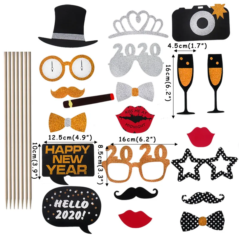 С Новым Годом 2020 фотобудка реквизит маски в виде шляп усы губы очки Photo Booth