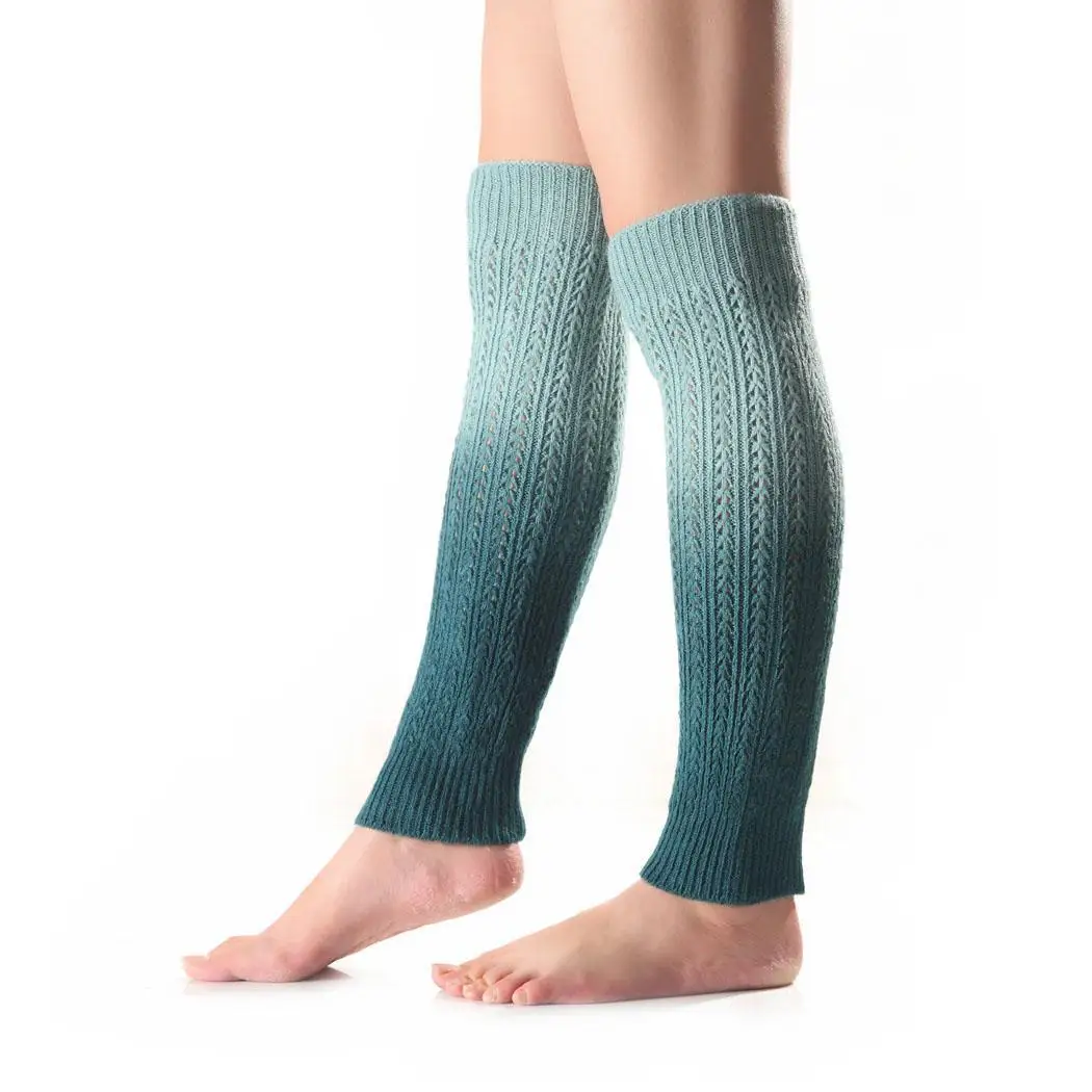 light blue Женские Модные градиентные Зимние Теплые повседневные трикотажные Лоскутные носочки - Color: light blue