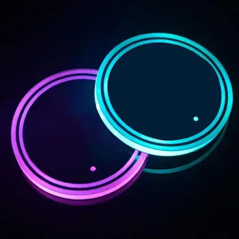 

Universal LED Car Cup Holder RGB Light Anti-Slip Pad Drink Coaster Interior Decoration Auto USB Ambient Light Atmosphere Bulb