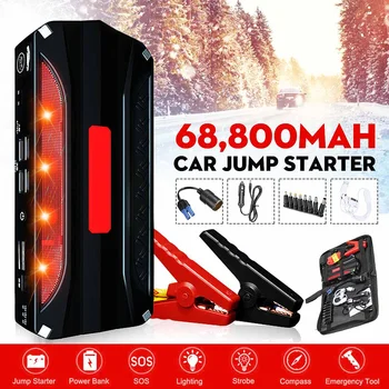 

12V 69800mAh Jump Starter Engine Emergency Start Over-Current Protected Battery 4 USB Power Bank LED W/ Smart Clip