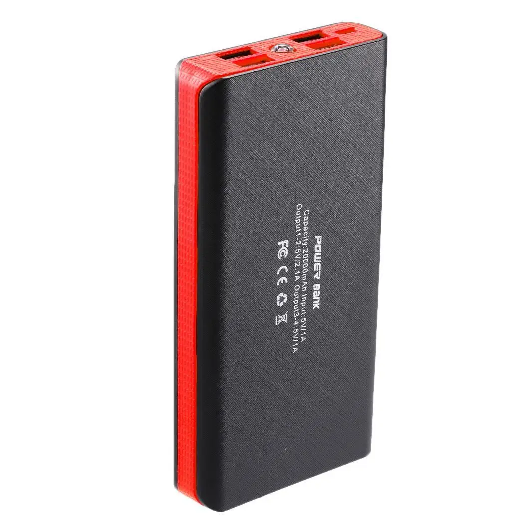 red Корпус банка питания 4-USB выходные порты Быстрая зарядка переносной источник питания внешний аккумулятор зарядное устройство корпус DIY наборы с светодиодный свет - Цвет: red
