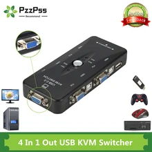 PzzPss – interrupteur KVM USB 2.0 VGA 4 ports, séparateur d'imprimante, clavier, souris, Pendrive, commutateur de partage 1920x1440, adaptateur de boîte de commutation VGA