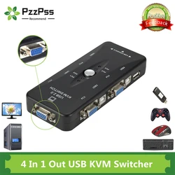 PzzPss – interrupteur KVM USB 2.0 VGA 4 ports, séparateur d'imprimante, clavier, souris, Pendrive, commutateur de partage 1920x1440, adaptateur de boîte de commutation VGA 