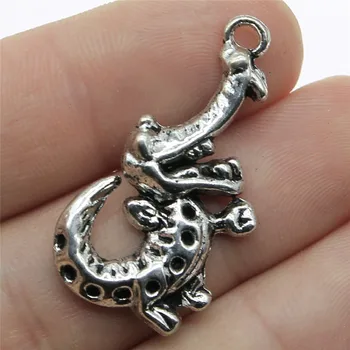 

WYSIWYG 4pcs 34x18mm Animal Crocodile Charm Pendants For Jewelry Making Antique Silver Color Alligator Pendants Charm