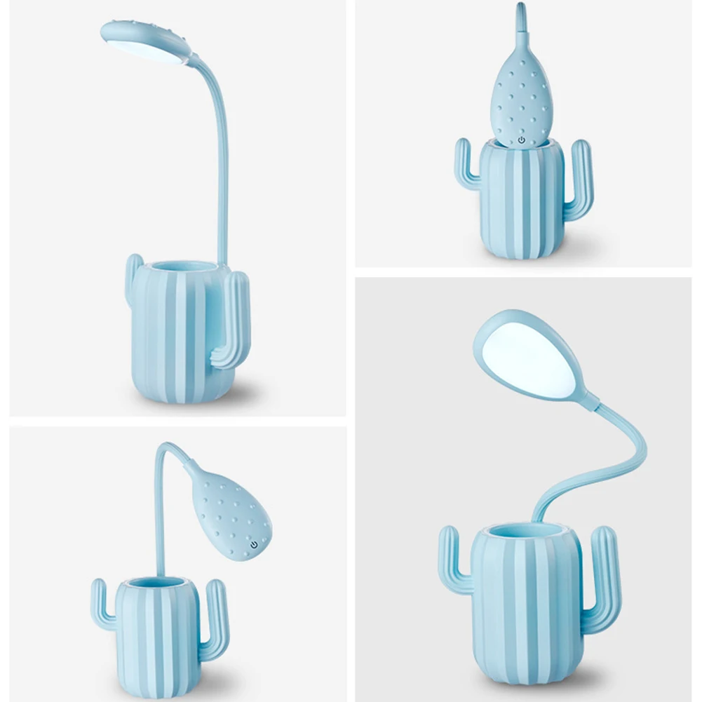 Caneta de Armazenamento Lâmpada de Mesa Proteção para os Olhos Cactus Forma Recarregável Levou Dobrável Titular Lightstudent Mesa Leitura Lam Usb 27 recarregável para mesa de estudantes, com suporte