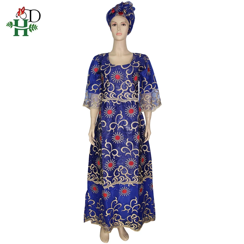 H& D Дашики африканские платья для женщин Базен riche вышивка длинное платье Формальные традиционные африканские платья нигерийские геле головной убор