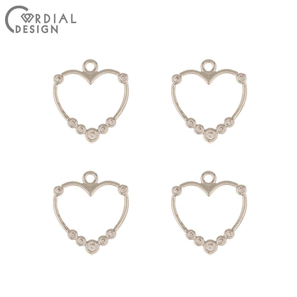 Cordial Design 100Pcs 14*14MM Jewelry Accessories/Hand Made/Earrings Pendant/Heart Shape/Jewelry Findings Components/DIY Making - cordial