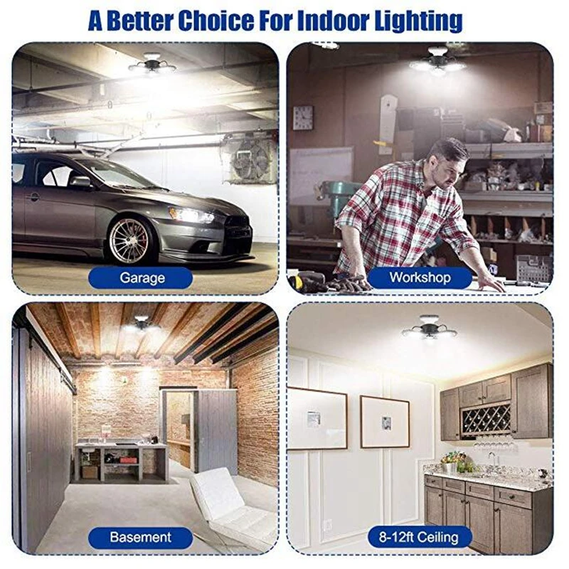 Светодиодный светильник для гаража 60 Вт E26/E27 6000лм деформируемый потолочный светильник для гаража лампа для склада подвал промышленный светильник ing